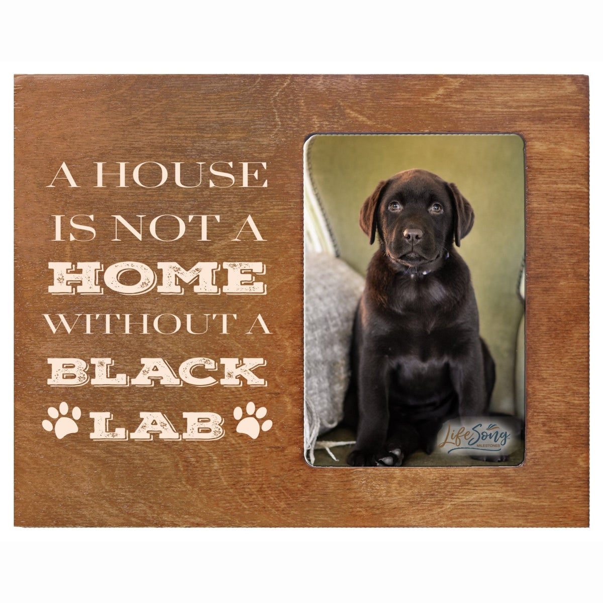 Inspirational Wooden 8x10 Picture Frame for Pet Dogs holds 4x6 Photo A House Black Lab - LifeSong Milestones