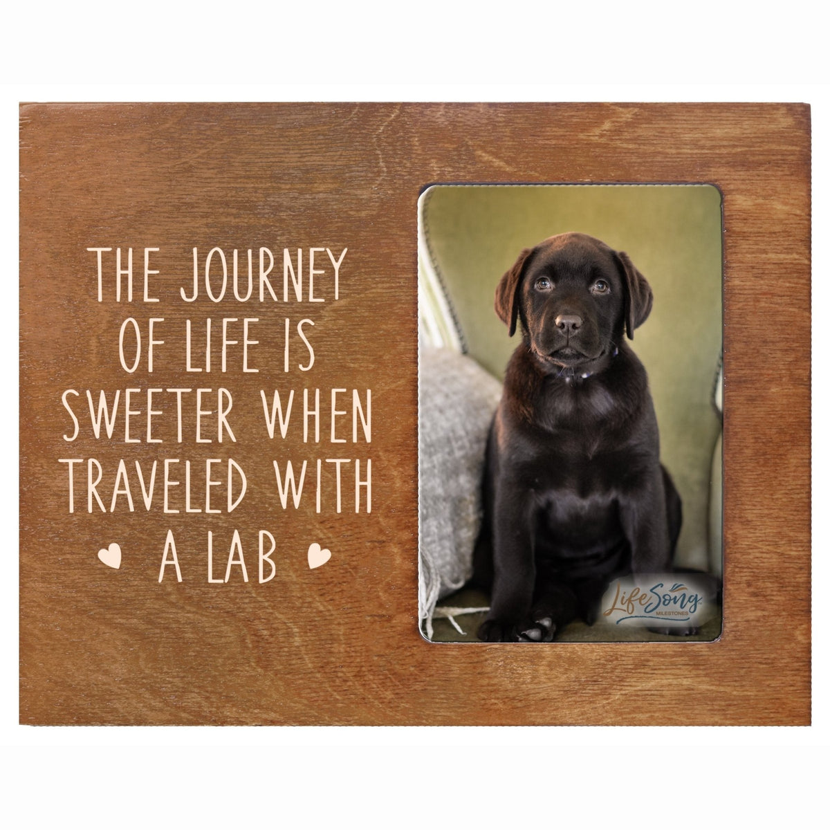 Inspirational Wooden 8x10 Picture Frame for Pet Dogs holds 4x6 photo The Journey Of Life - LifeSong Milestones