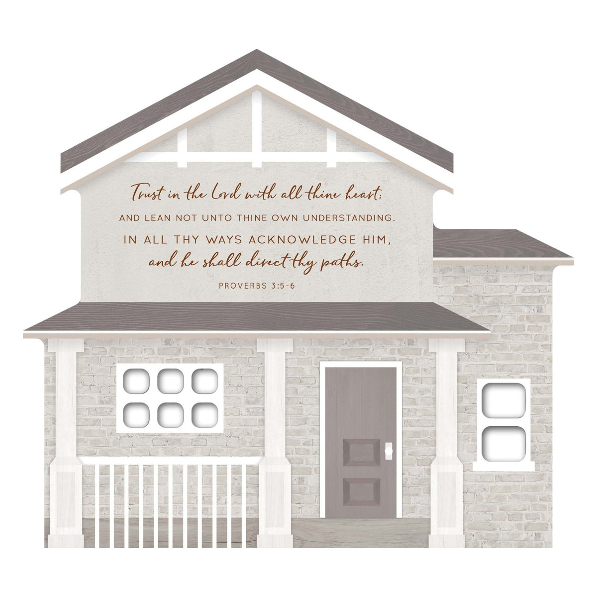 Inspirational Wooden House Shaped Table Top and Shelf Decoration with Christian and Bible Verse 7.25x8 - HOME - LifeSong Milestones