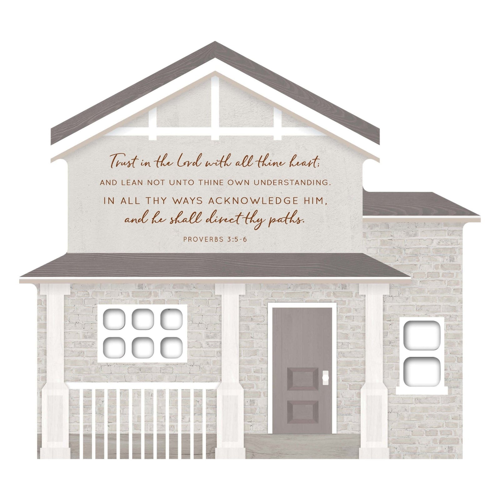 Inspirational Wooden House Shaped Table Top and Shelf Decoration with Christian and Bible Verse 7.25x8 - HOME - LifeSong Milestones
