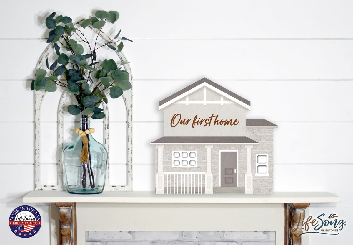 Inspirational Wooden House Shaped Table Top and Shelf Decoration with Christian and Bible Verse 7.25x8 - HOME - LifeSong Milestones