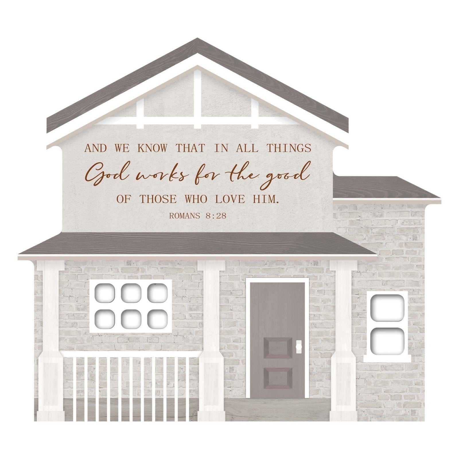 Inspirational Wooden House Shaped Table Top and Shelf Decoration with Christian and Bible Verse 7.25x8 - HOME - LifeSong Milestones
