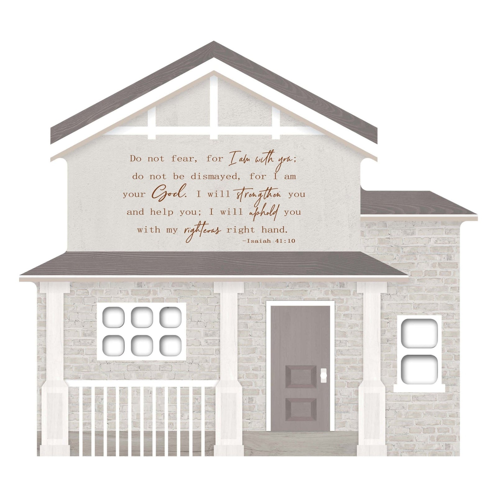 Inspirational Wooden House Shaped Table Top and Shelf Decoration with Christian and Bible Verse 7.25x8 - HOME - LifeSong Milestones