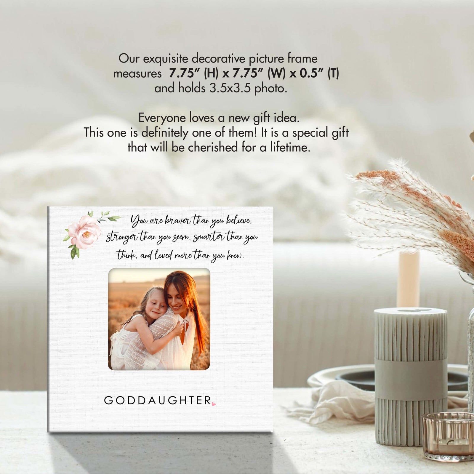 Inspirational Wooden Picture Frame for Goddaughter - LifeSong Milestones