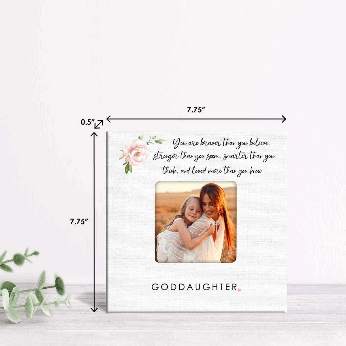 Inspirational Wooden Picture Frame for Goddaughter - LifeSong Milestones