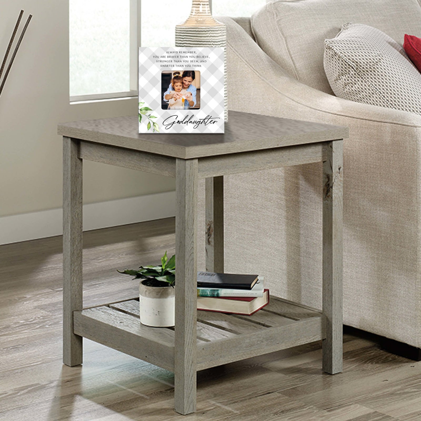 Inspirational Wooden Picture Frame for Goddaughter - LifeSong Milestones