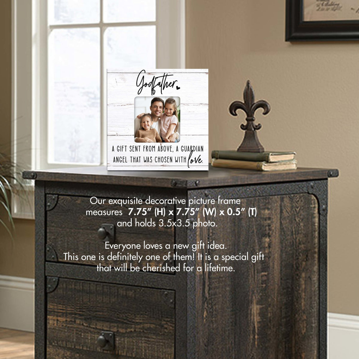 Inspirational Wooden Picture Frame for Godfather - Godfather A Gift Sent - LifeSong Milestones