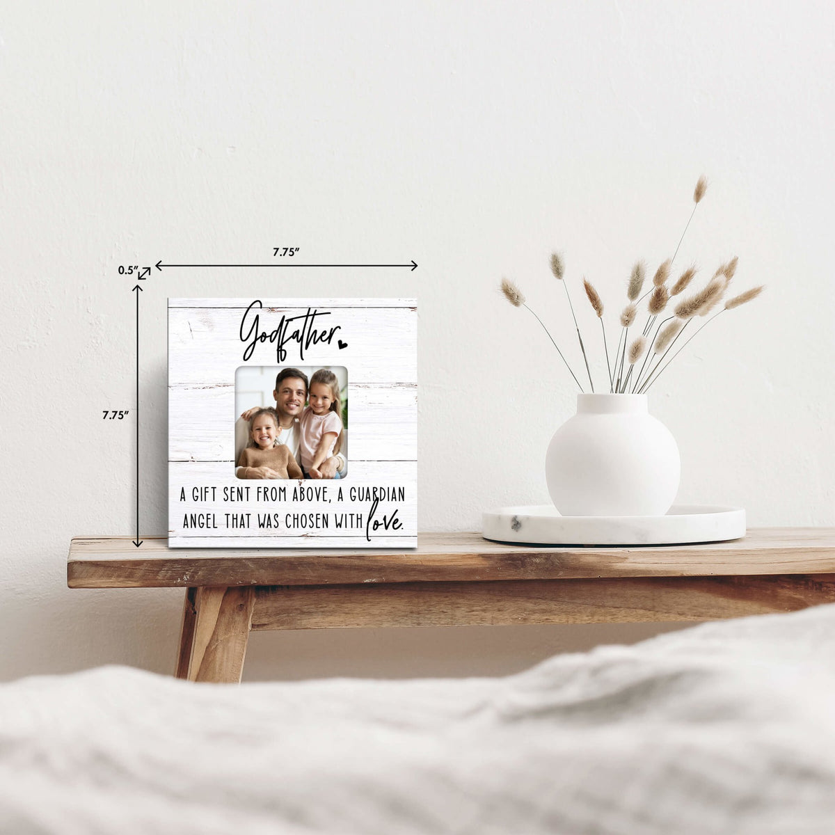 Inspirational Wooden Picture Frame for Godfather - Godfather A Gift Sent - LifeSong Milestones