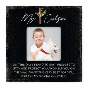 Inspirational Wooden Picture Frame for Godson - LifeSong Milestones