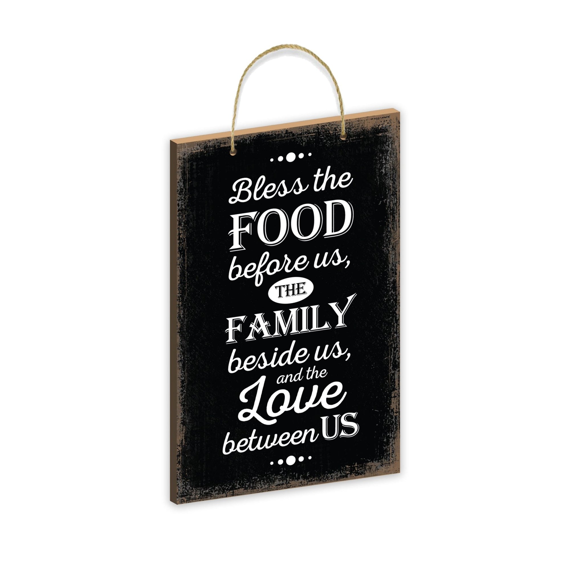 Inspirational Wooden Rustic Wall Hanging Rope Sign Kitchen Home Décor - Bless The Food - LifeSong Milestones