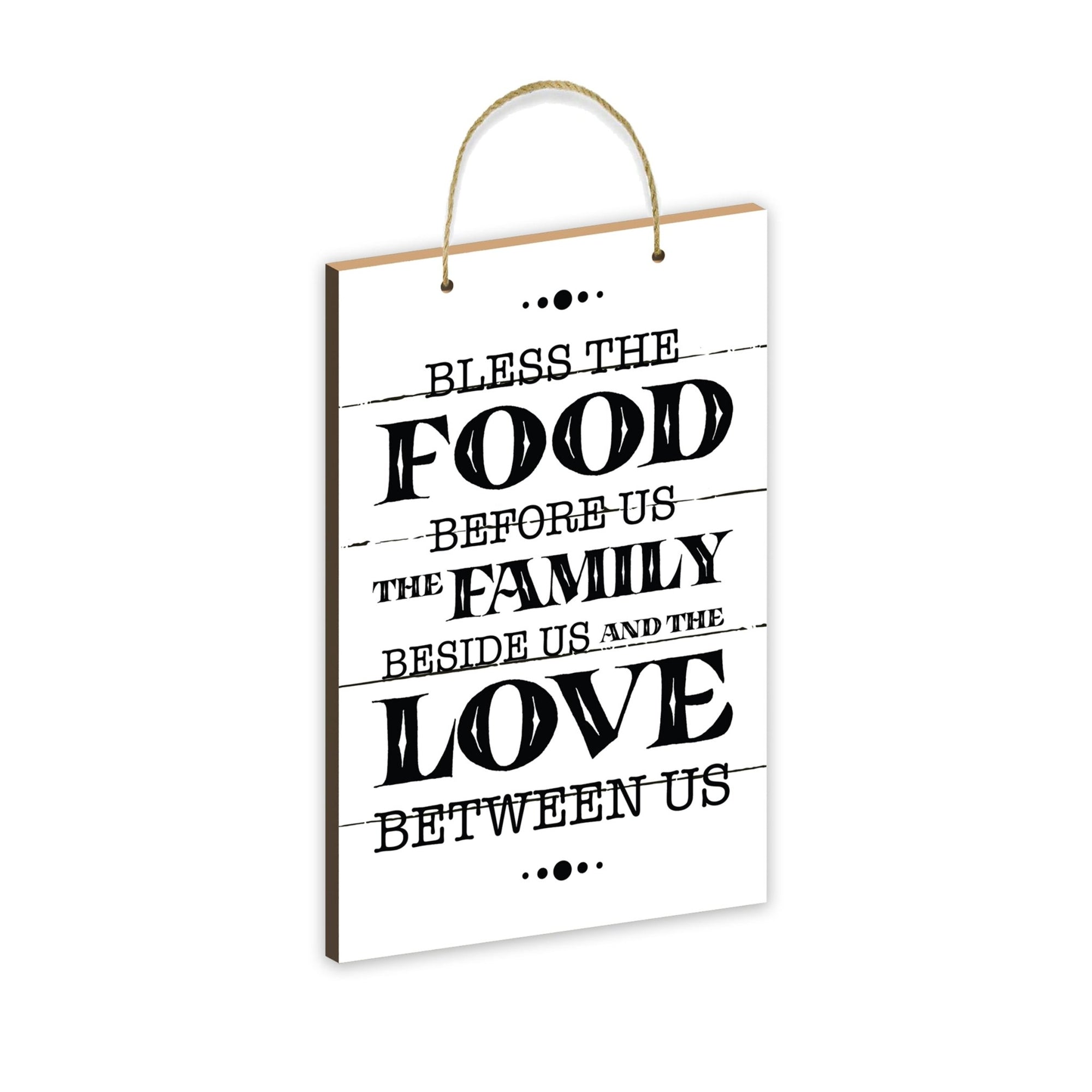 Inspirational Wooden Rustic Wall Hanging Rope Sign Kitchen Home Décor - Bless The Food Before Us - LifeSong Milestones