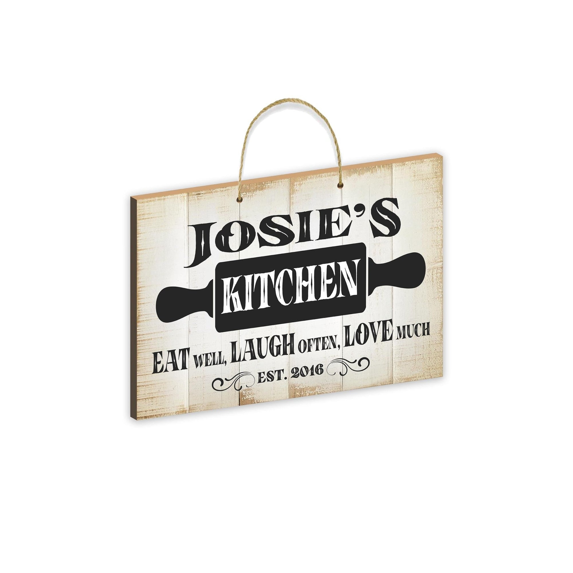 Inspirational Rustic Wooden Wall Hanging Rope Sign Kitchen Décor - Eat Well, Laugh Often, Love Much [KITCHEN]