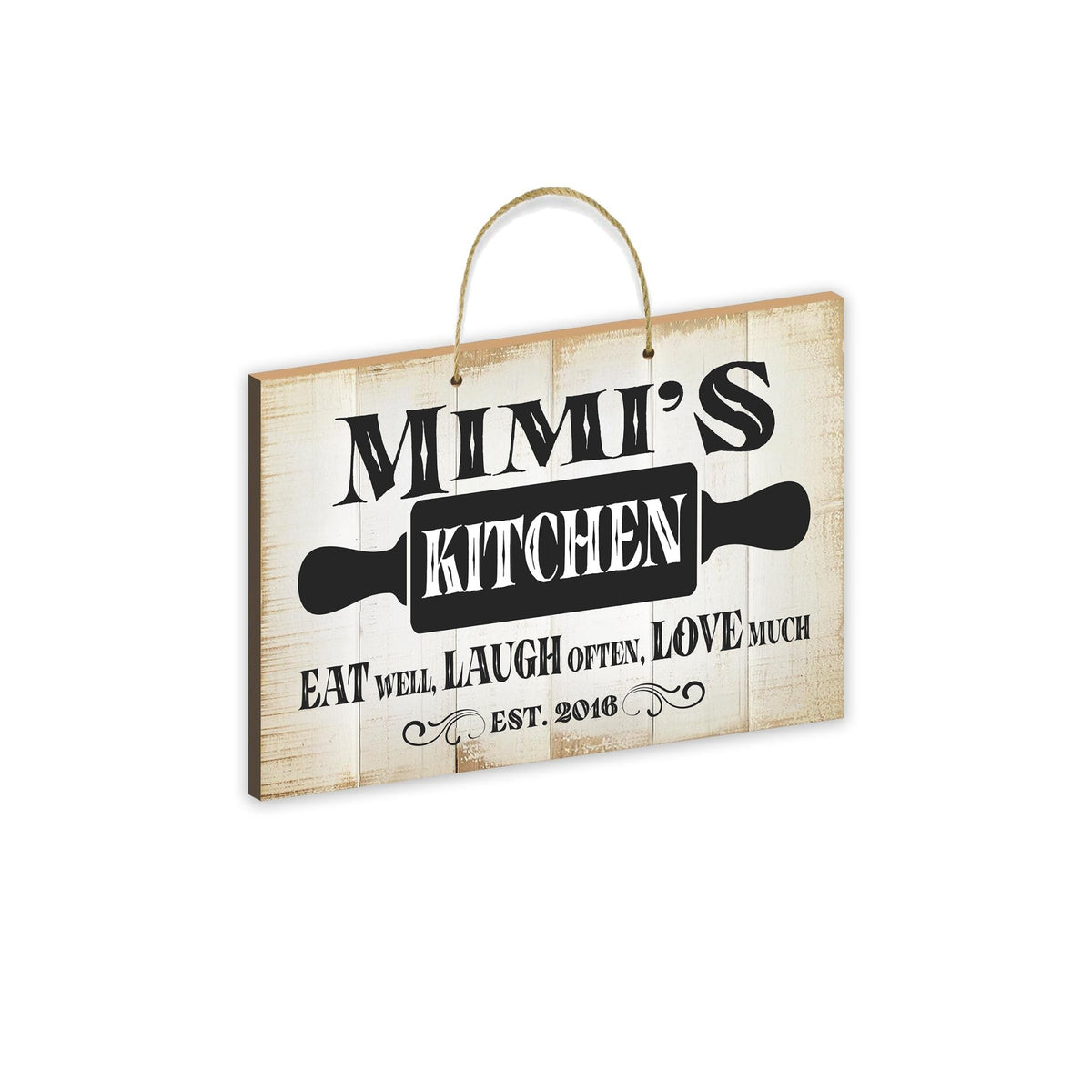 Inspirational Wooden Rustic Wall Hanging Rope Sign Kitchen Home Décor - Eat Well, Laugh Often, Love Much [KITCHEN] - LifeSong Milestones