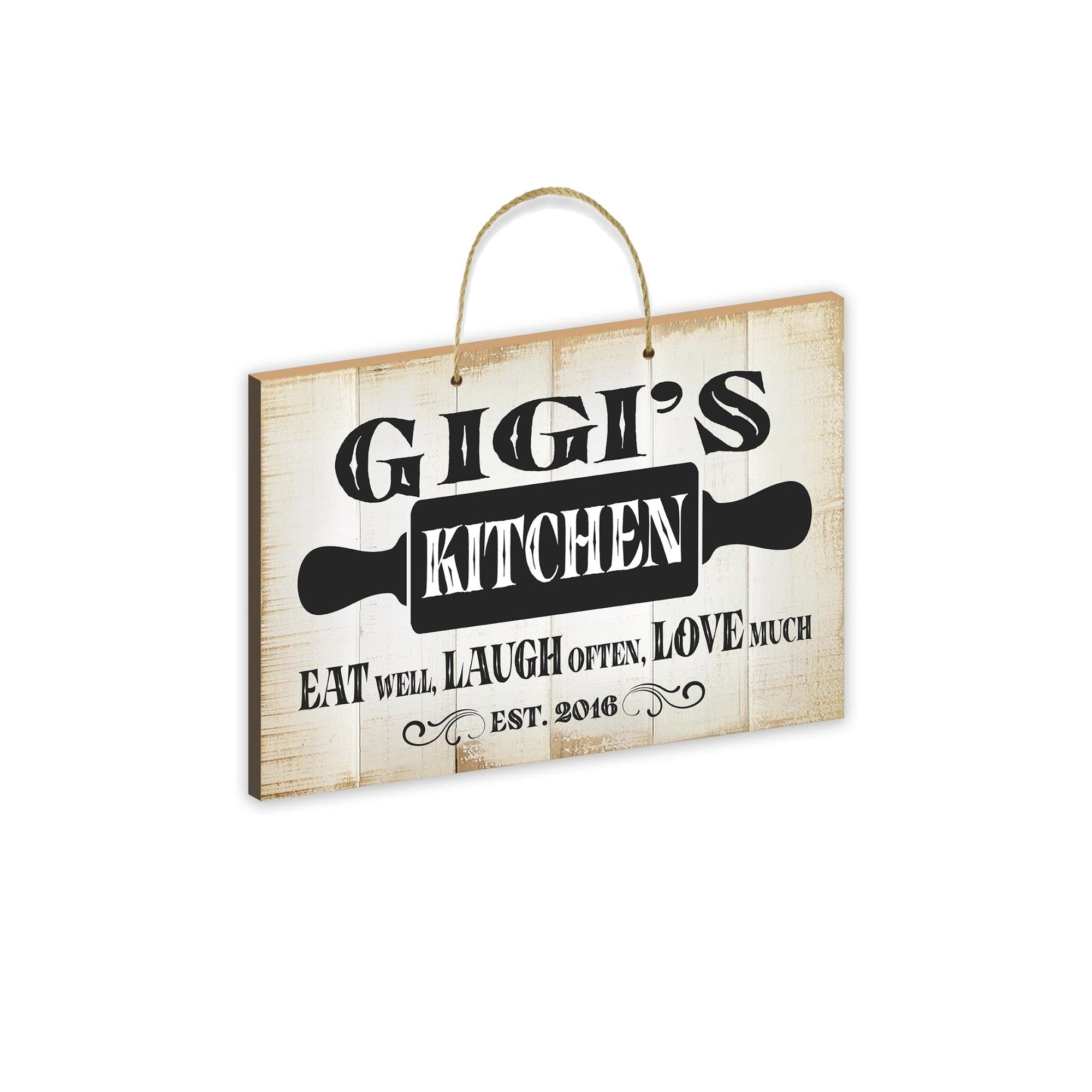 Inspirational Wooden Rustic Wall Hanging Rope Sign Kitchen Home Décor - Eat Well, Laugh Often, Love Much [KITCHEN] - LifeSong Milestones