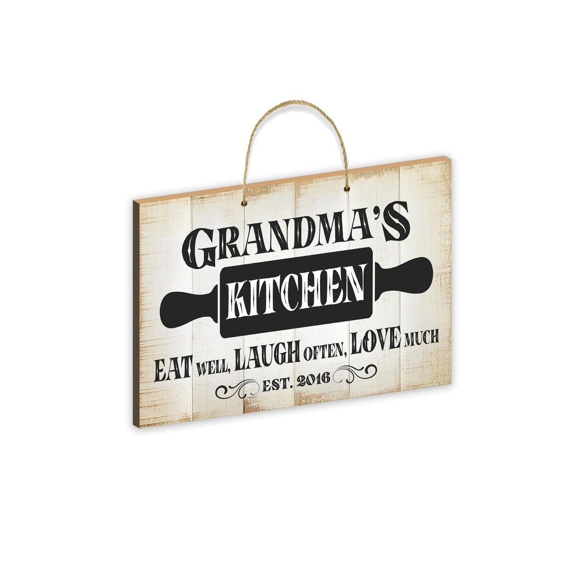 Inspirational Wooden Rustic Wall Hanging Rope Sign Kitchen Home Décor - Eat Well, Laugh Often, Love Much [KITCHEN] - LifeSong Milestones