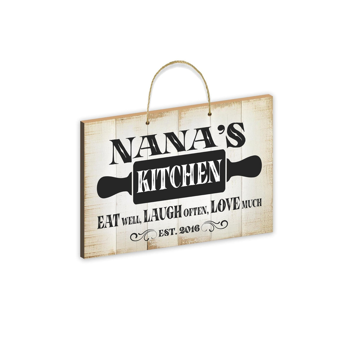 Inspirational Wooden Rustic Wall Hanging Rope Sign Kitchen Home Décor - Eat Well, Laugh Often, Love Much [KITCHEN] - LifeSong Milestones