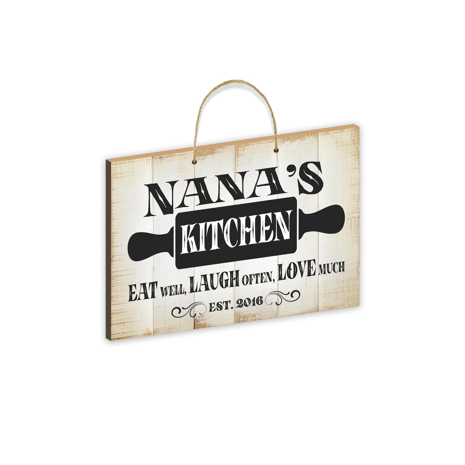 Inspirational Wooden Rustic Wall Hanging Rope Sign Kitchen Home Décor - Eat Well, Laugh Often, Love Much [KITCHEN] - LifeSong Milestones