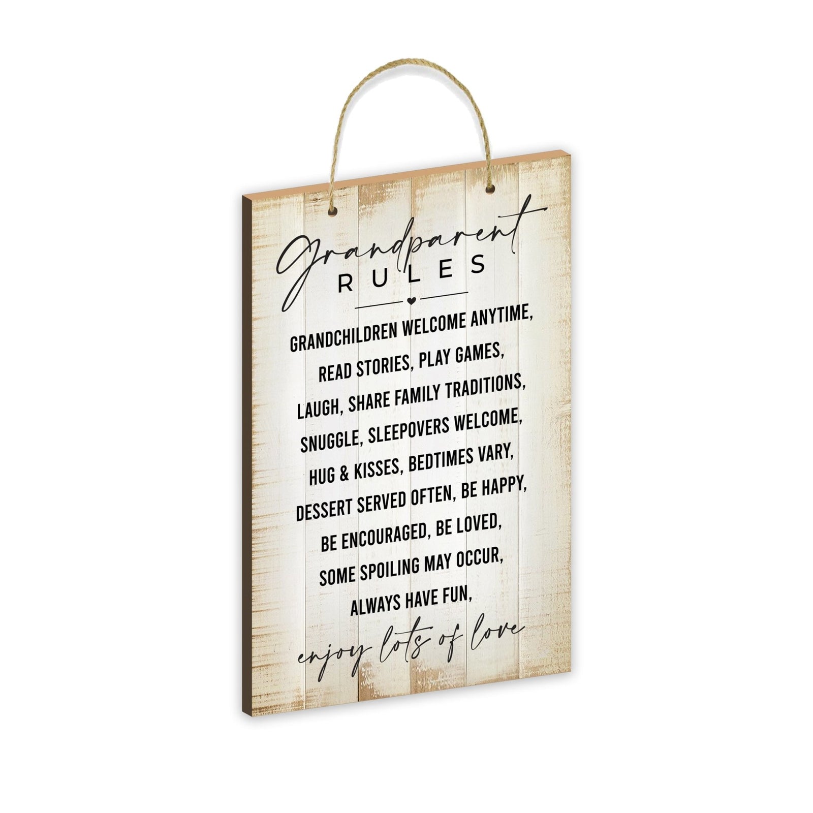 Inspirational Rustic Wooden Wall Hanging Rope Sign Kitchen Décor - Grandparent Rules