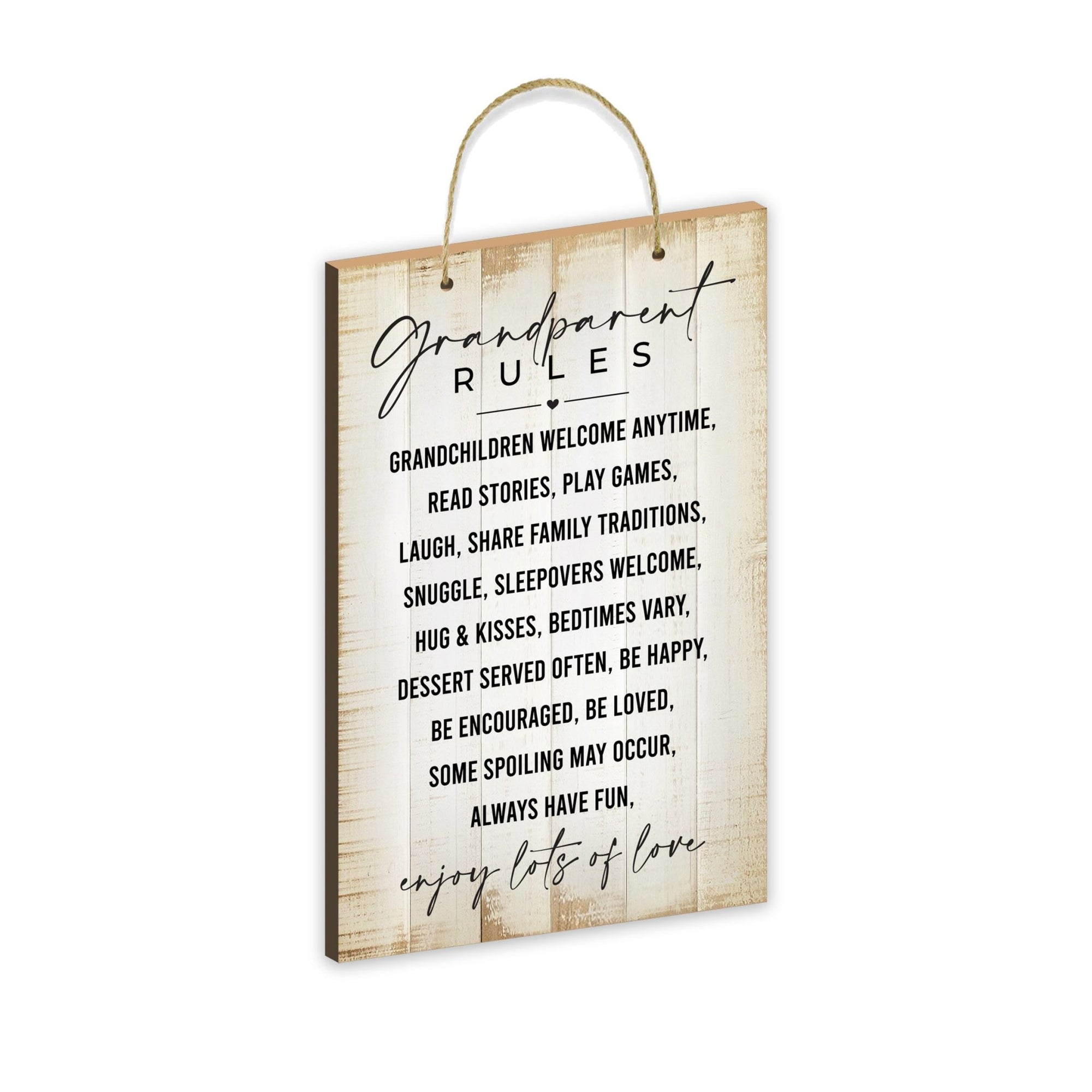 Inspirational Rustic Wooden Wall Hanging Rope Sign Kitchen Décor - Grandparent Rules