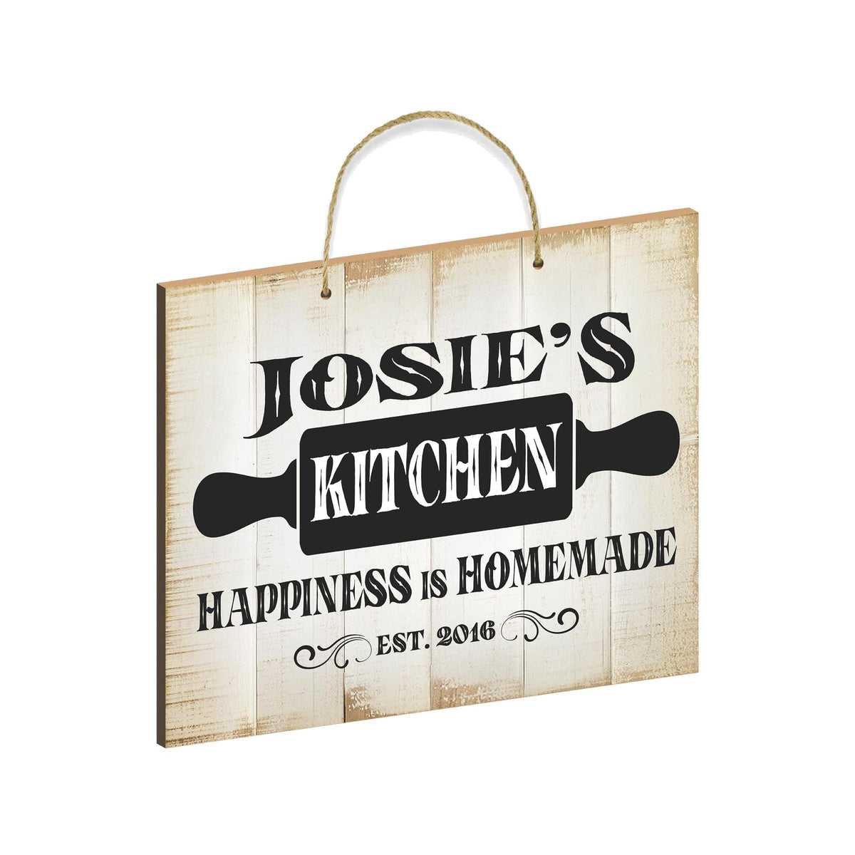 Rustic-Inspired Wooden Wall Hanging Rope Sign For Kitchen &amp; Home Décor - Happiness Is Homemade