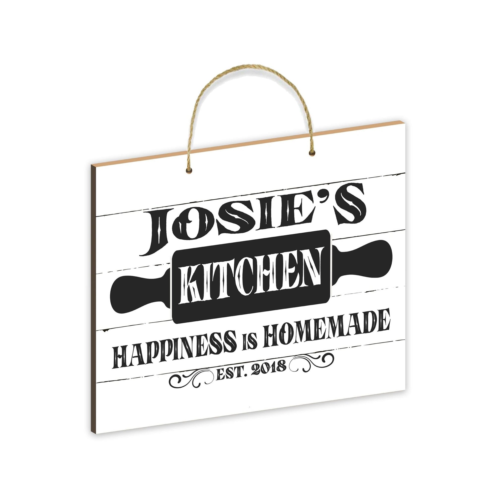Inspirational Wooden Rustic Wall Hanging Rope Sign Kitchen Home Décor - Happiness Is Homemade - LifeSong Milestones