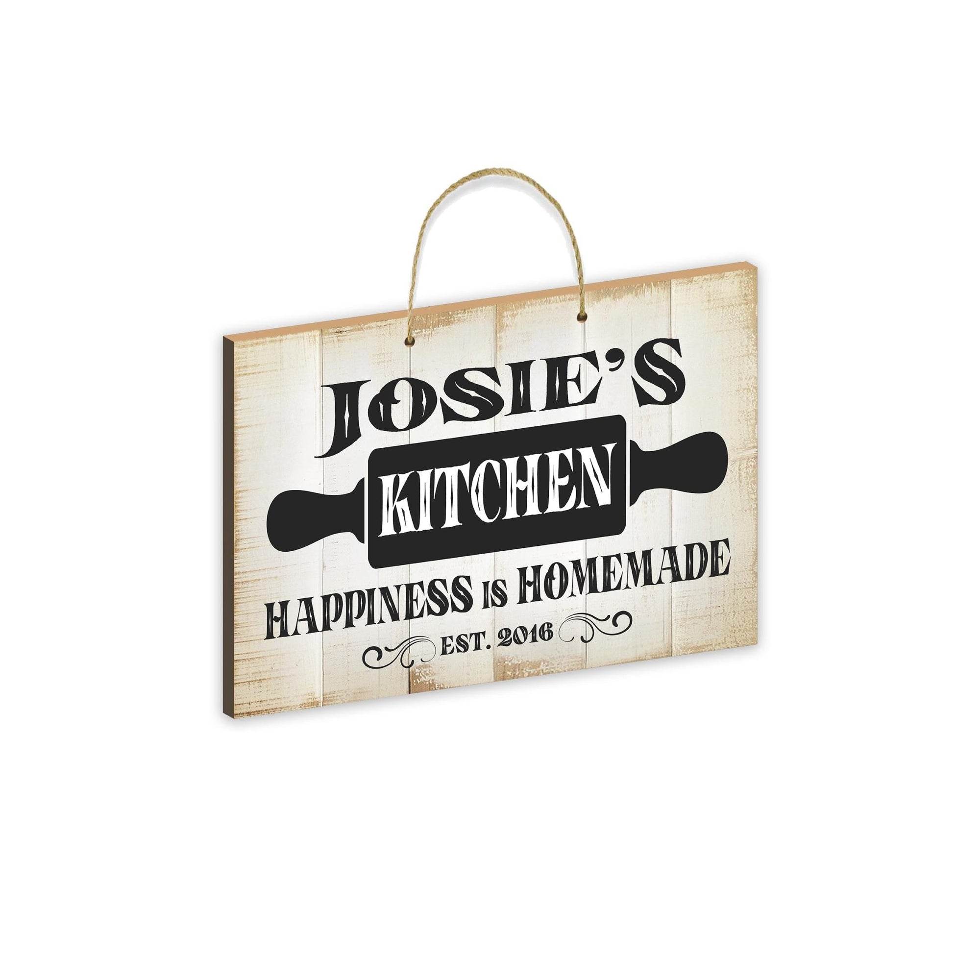 Inspirational Rustic Wooden Wall Hanging Rope Sign Kitchen Décor - Happiness Is Homemade [KITCHEN]