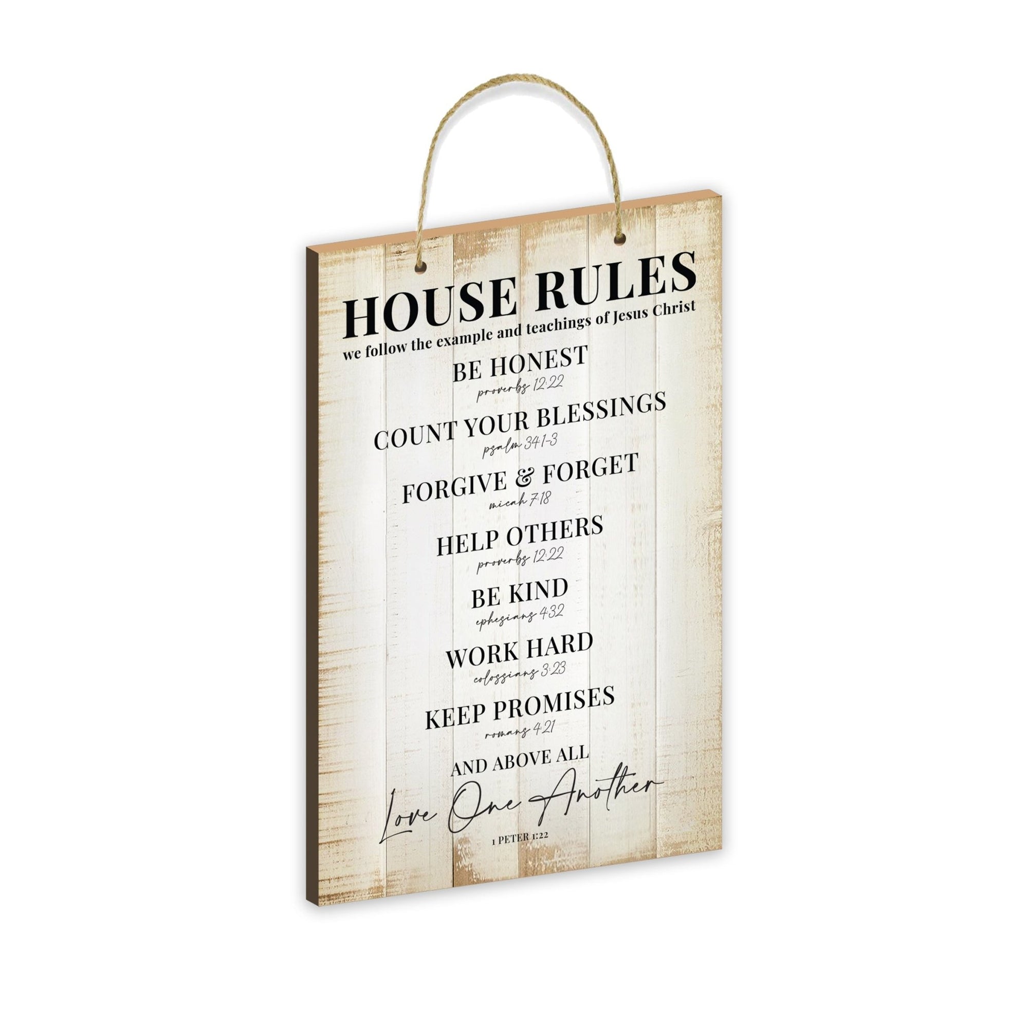 Inspirational Rustic Wooden Wall Hanging Rope Sign Kitchen Décor - House Rules
