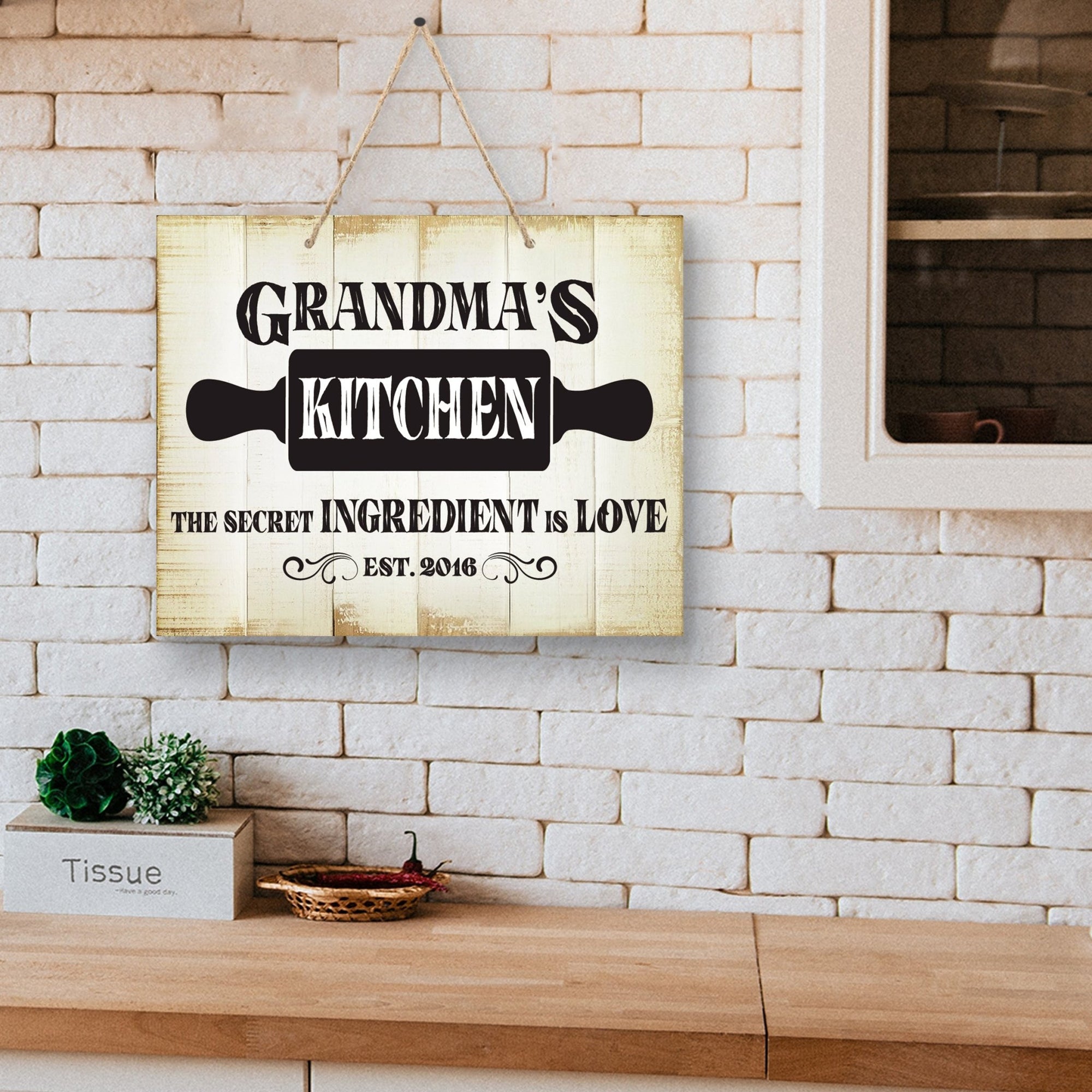 Inspirational Wooden Rustic Wall Hanging Rope Sign Kitchen Home Décor - Ingredients - LifeSong Milestones
