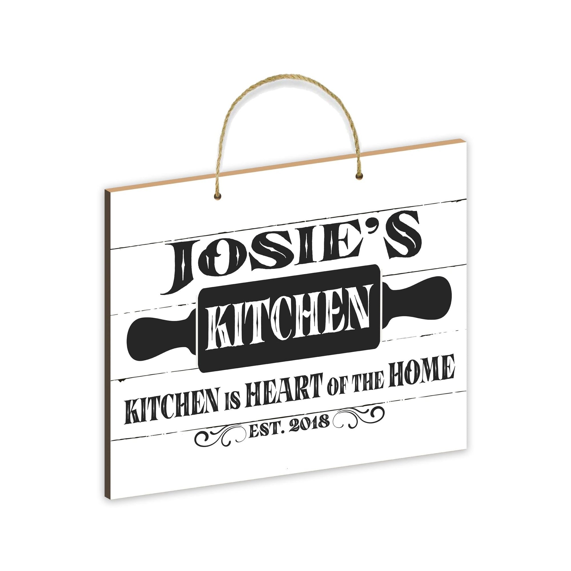 Inspirational Wooden Rustic Wall Hanging Rope Sign Kitchen Home Décor - Kitchen Is Heart - LifeSong Milestones