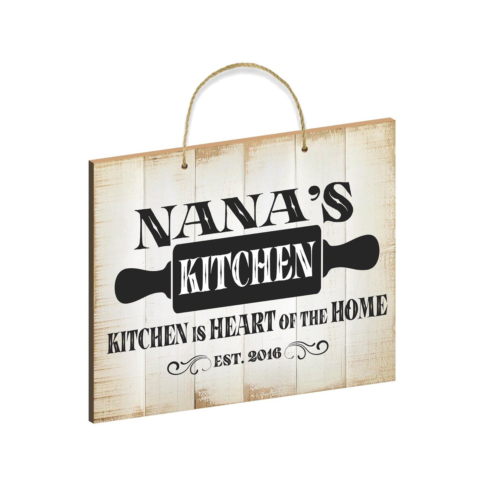 Inspirational Wooden Rustic Wall Hanging Rope Sign Kitchen Home Décor - Kitchen Is Heart - LifeSong Milestones