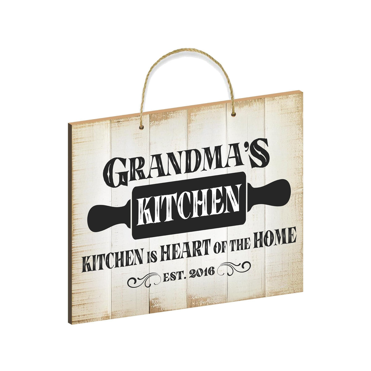 Inspirational Wooden Rustic Wall Hanging Rope Sign Kitchen Home Décor - Kitchen Is Heart - LifeSong Milestones