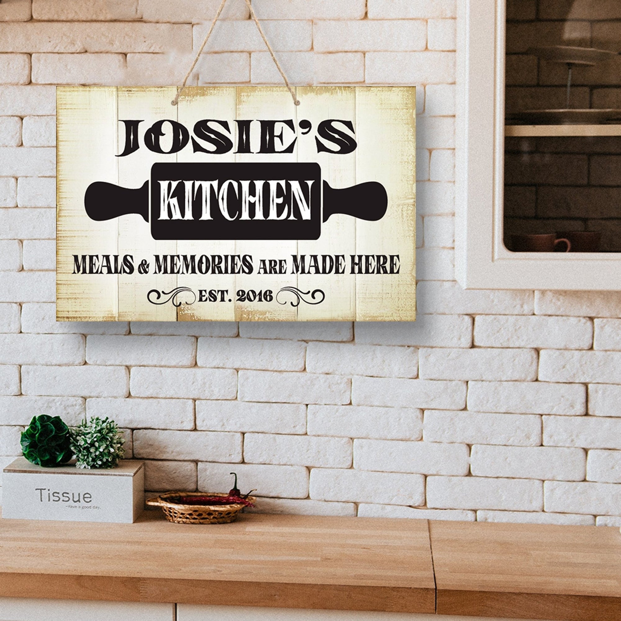 Inspirational Rustic Wooden Wall Hanging Rope Sign Kitchen Décor - Meals And Memories