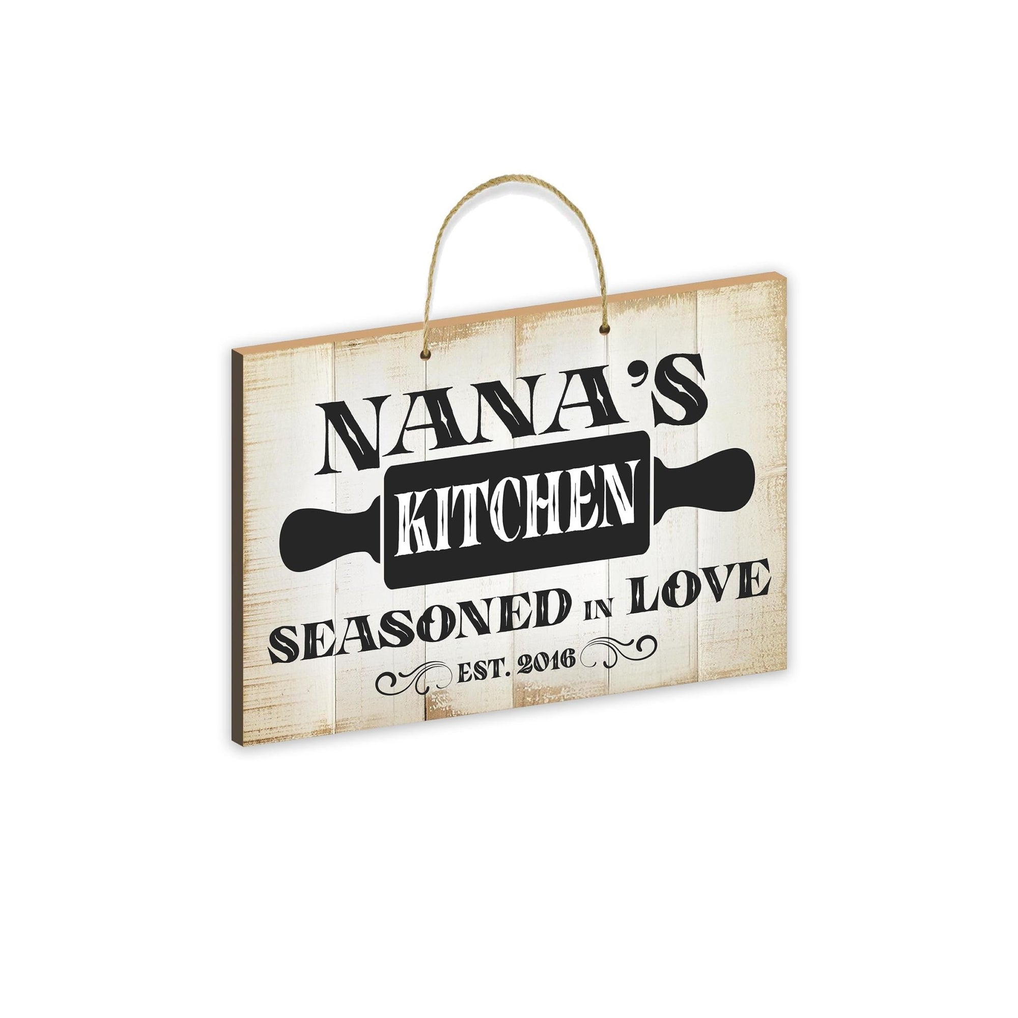 Inspirational Wooden Rustic Wall Hanging Rope Sign Kitchen Home Décor - Seasoned In Love [KITCHEN] - LifeSong Milestones