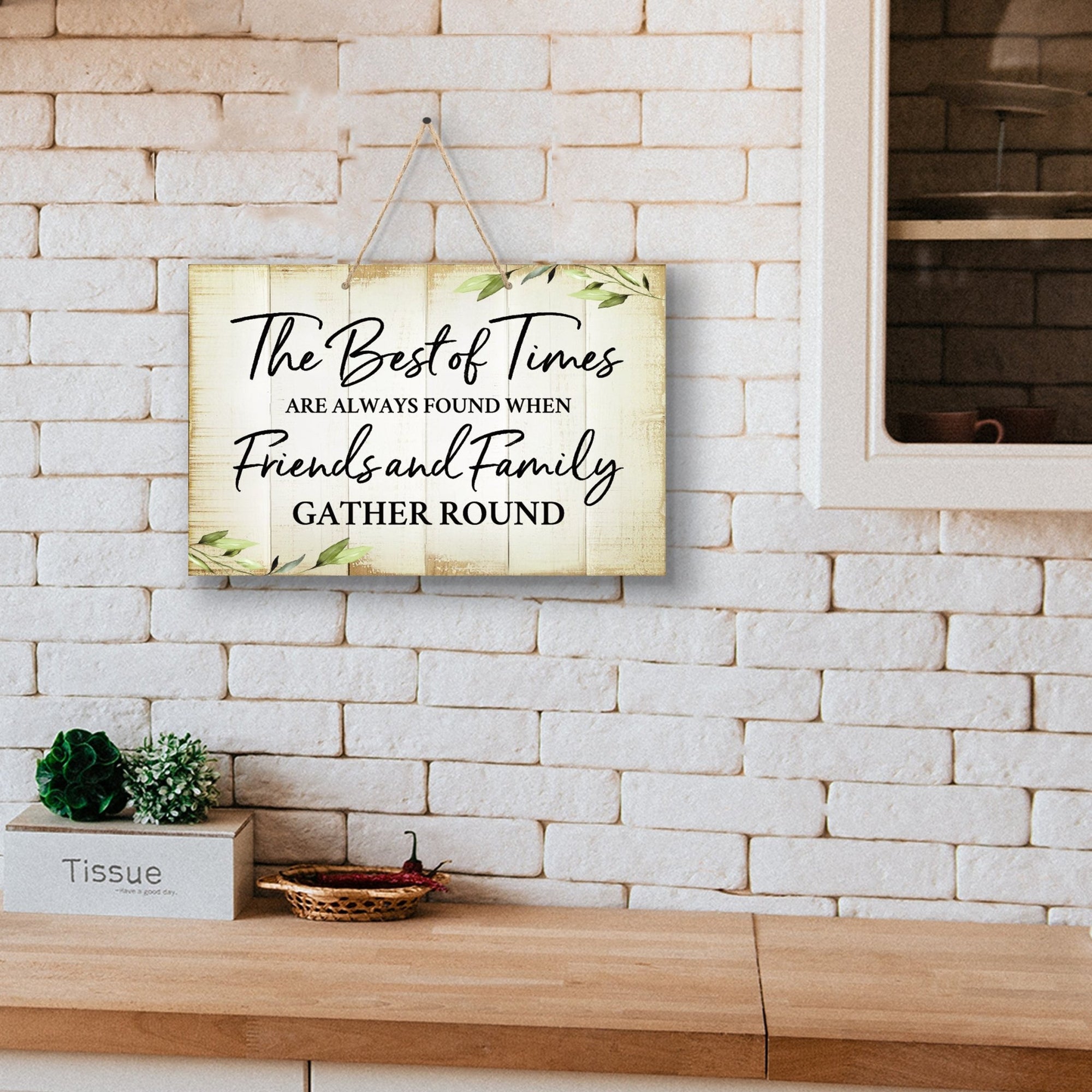 Inspirational Rustic Wooden Wall Hanging Rope Sign Kitchen Décor - The Best Of Times