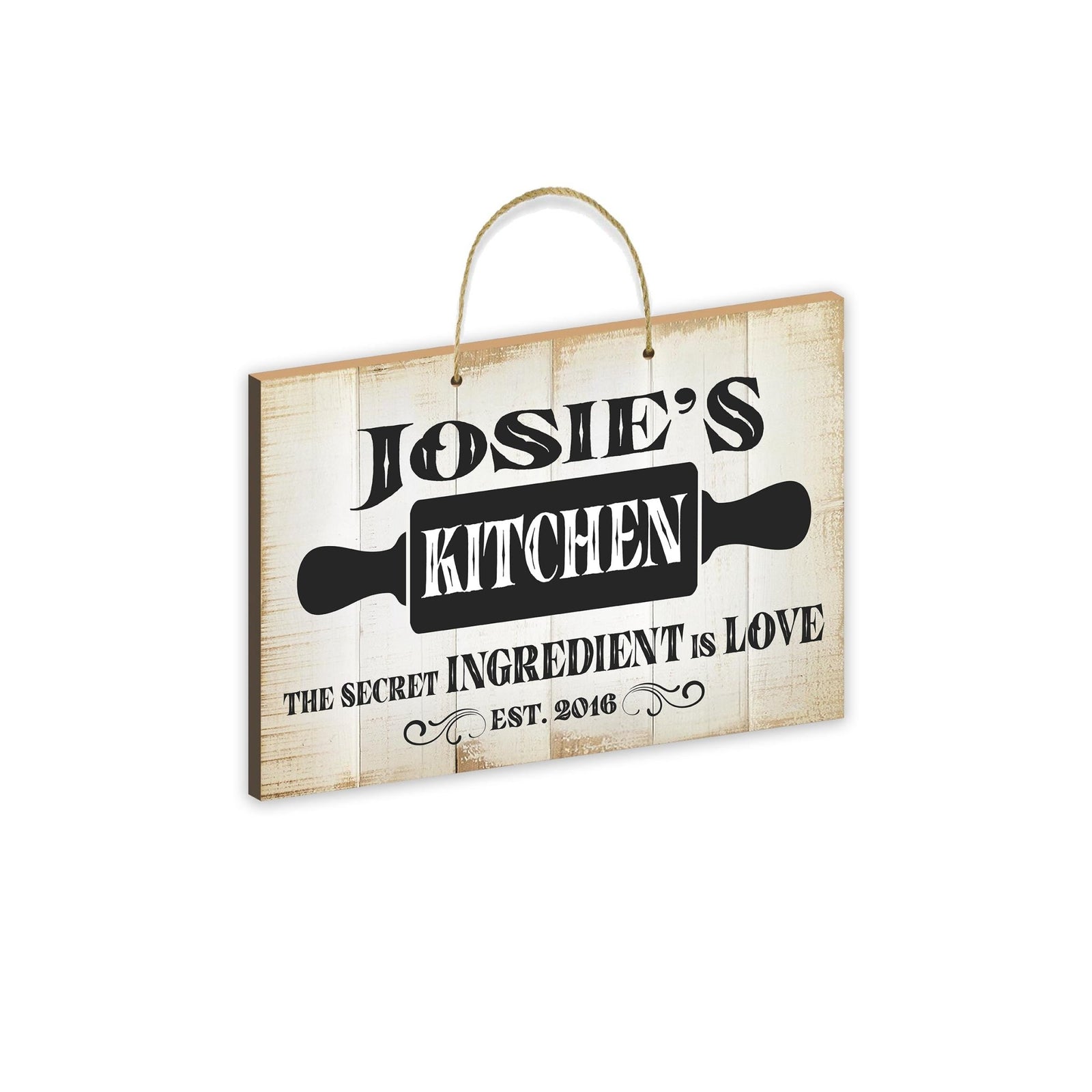 Inspirational Rustic Wooden Wall Hanging Rope Sign Kitchen Décor - The Secret Ingredient [KITCHEN]