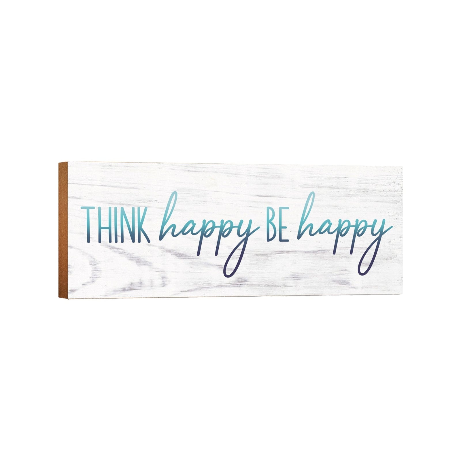 Inspirational Wooden Shelf Décor and Tabletop Signs for Spring Season - Think Happy - LifeSong Milestones