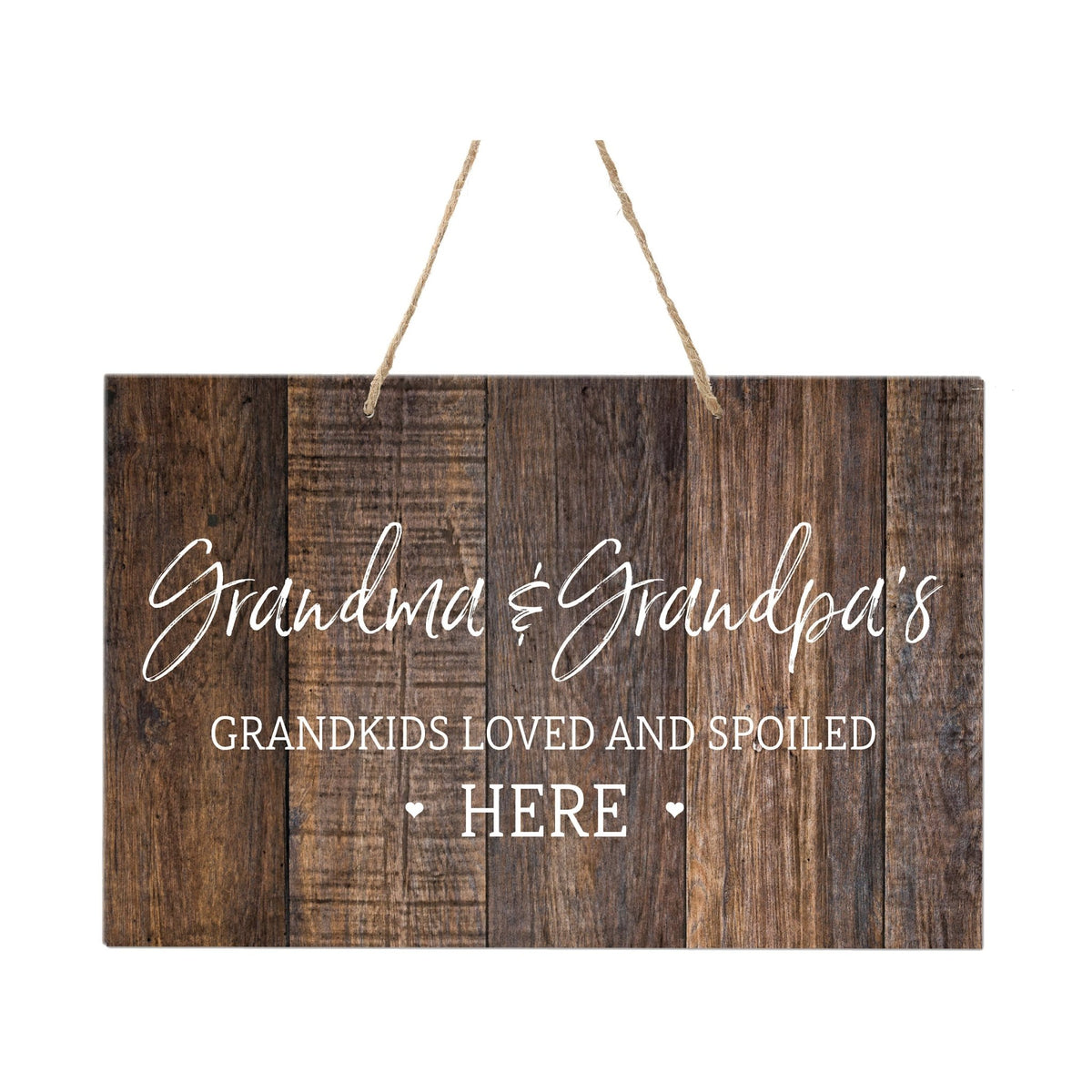 Inspirational Wooden Wall Hanging Rope Sign For Grandparents 12” x 8”- Grandkids Loved and Spoiled - LifeSong Milestones
