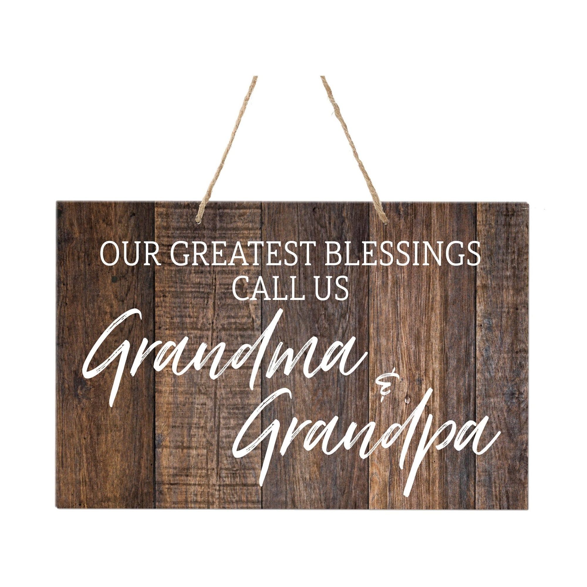 Inspirational Wooden Wall Hanging Rope Sign For Grandparents 12” x 8”- Our Greatest Blessing - LifeSong Milestones