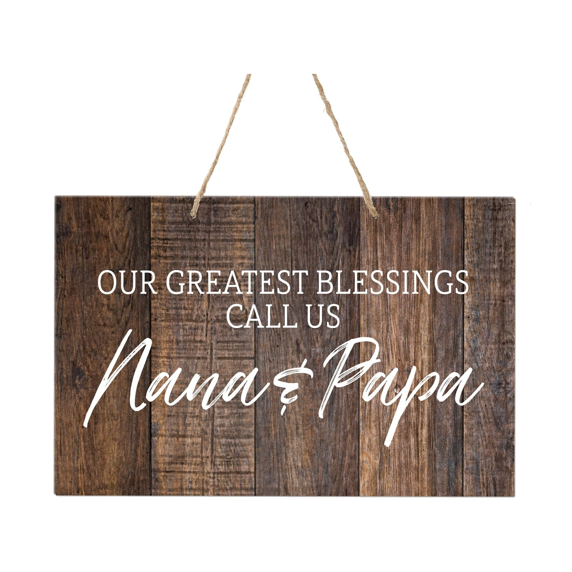 Inspirational Wooden Wall Hanging Rope Sign For Grandparents 12” x 8”- Our Greatest Blessing - LifeSong Milestones
