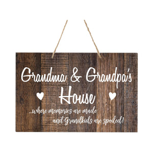Inspirational Wooden Wall Hanging Rope Sign For Grandparents 12” x 8”- Where Memories Are Made - LifeSong Milestones