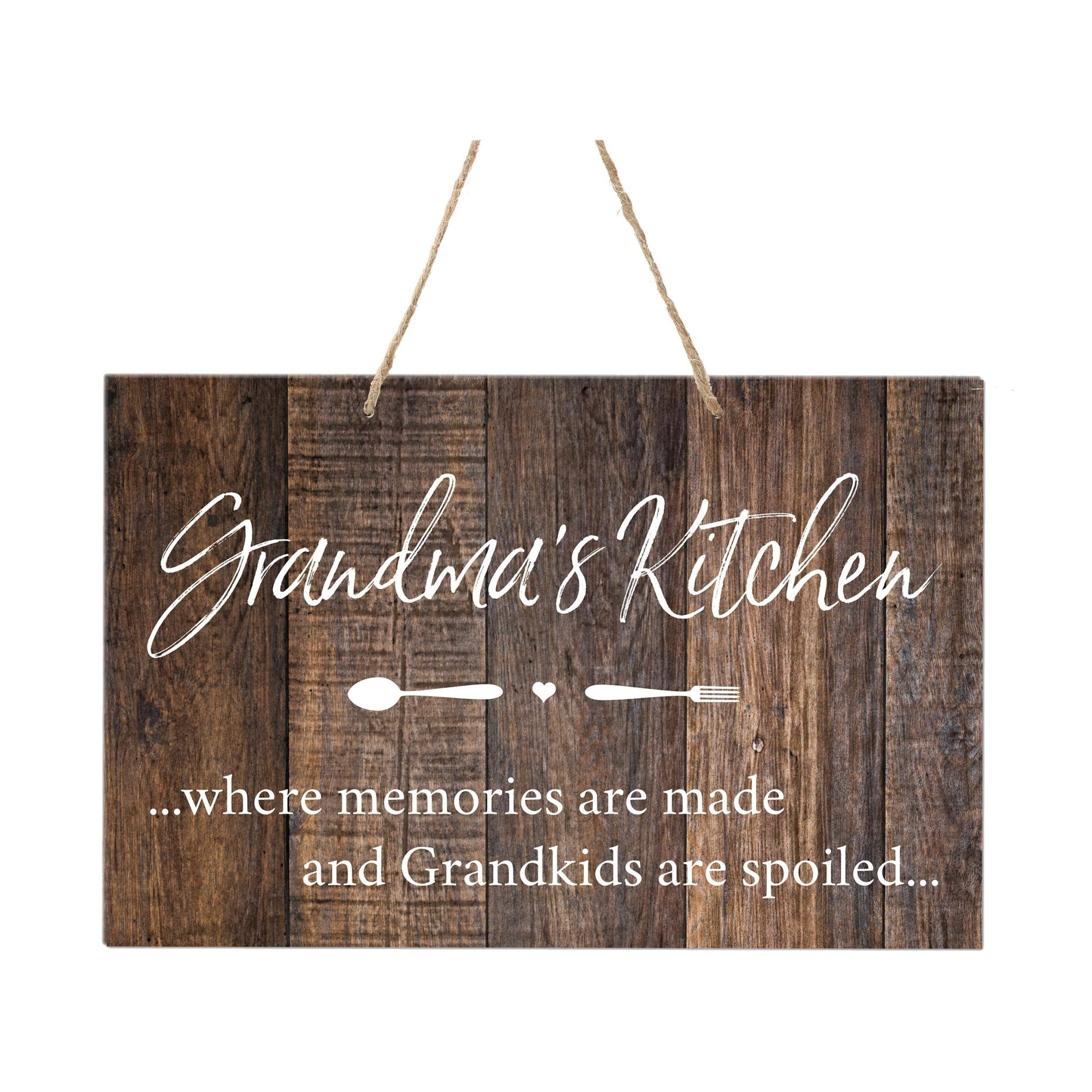 Inspirational Wooden Wall Hanging Rope Sign For Grandparents 12” x 8”- Where Memories Are Made - LifeSong Milestones