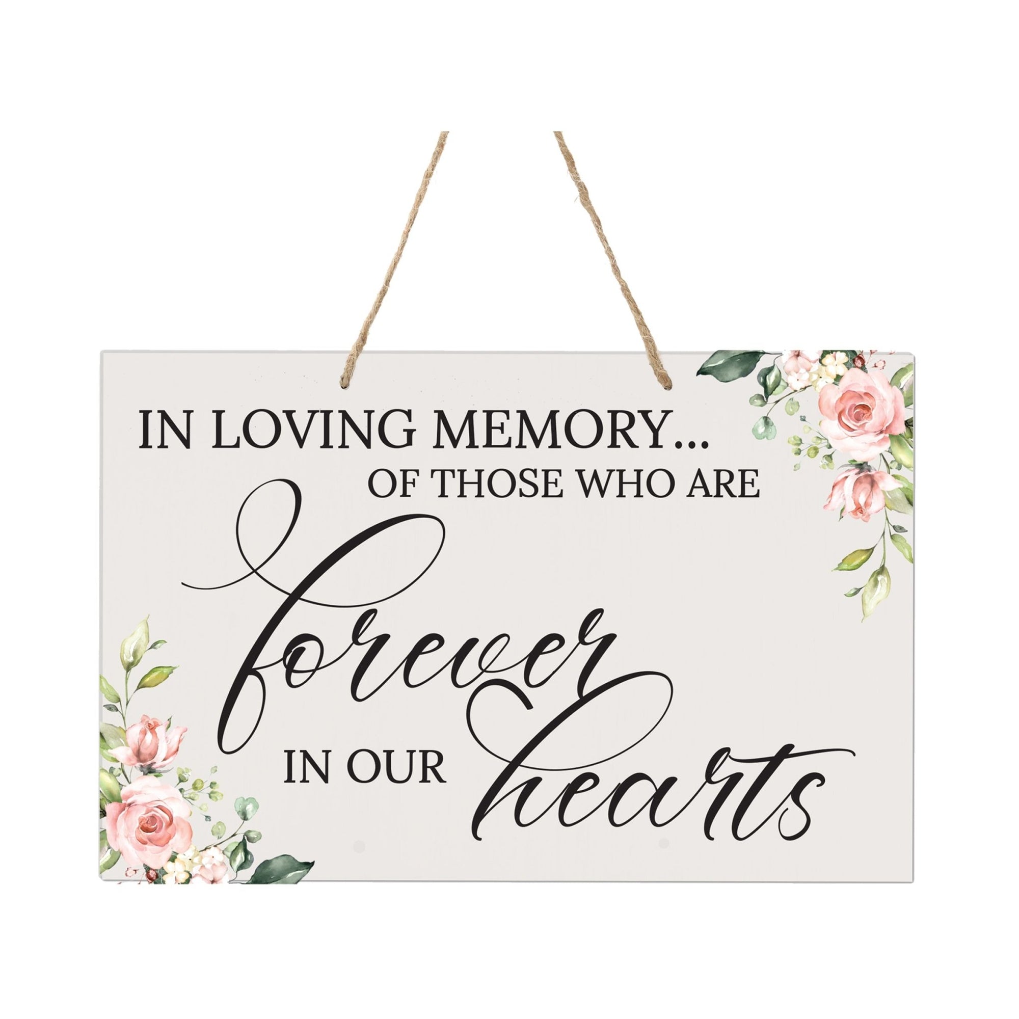 Inspirational Wooden Wall Hanging Rope Sign for Wedding 8 x 12 - In Loving Memory Of - LifeSong Milestones