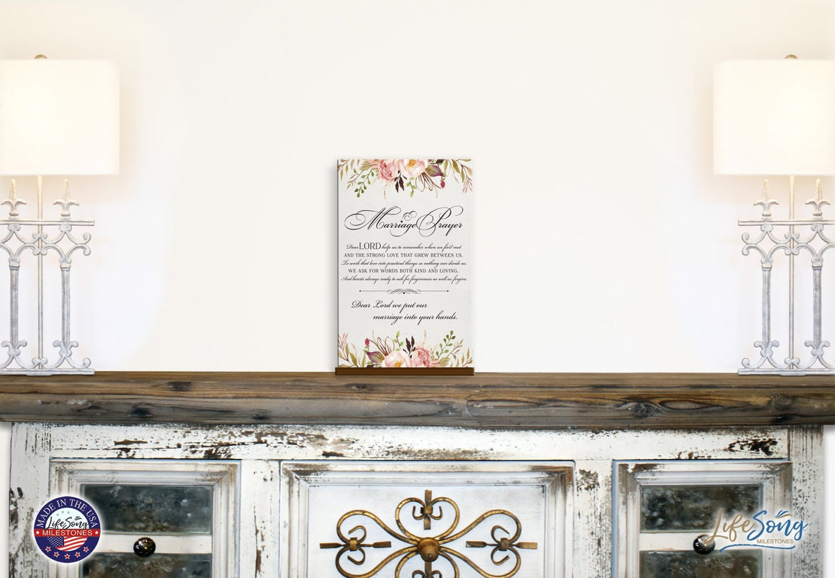 Inspirational Wooden Wedding Wall Sign with Base 8 x 12 Marriage Prayer - LifeSong Milestones