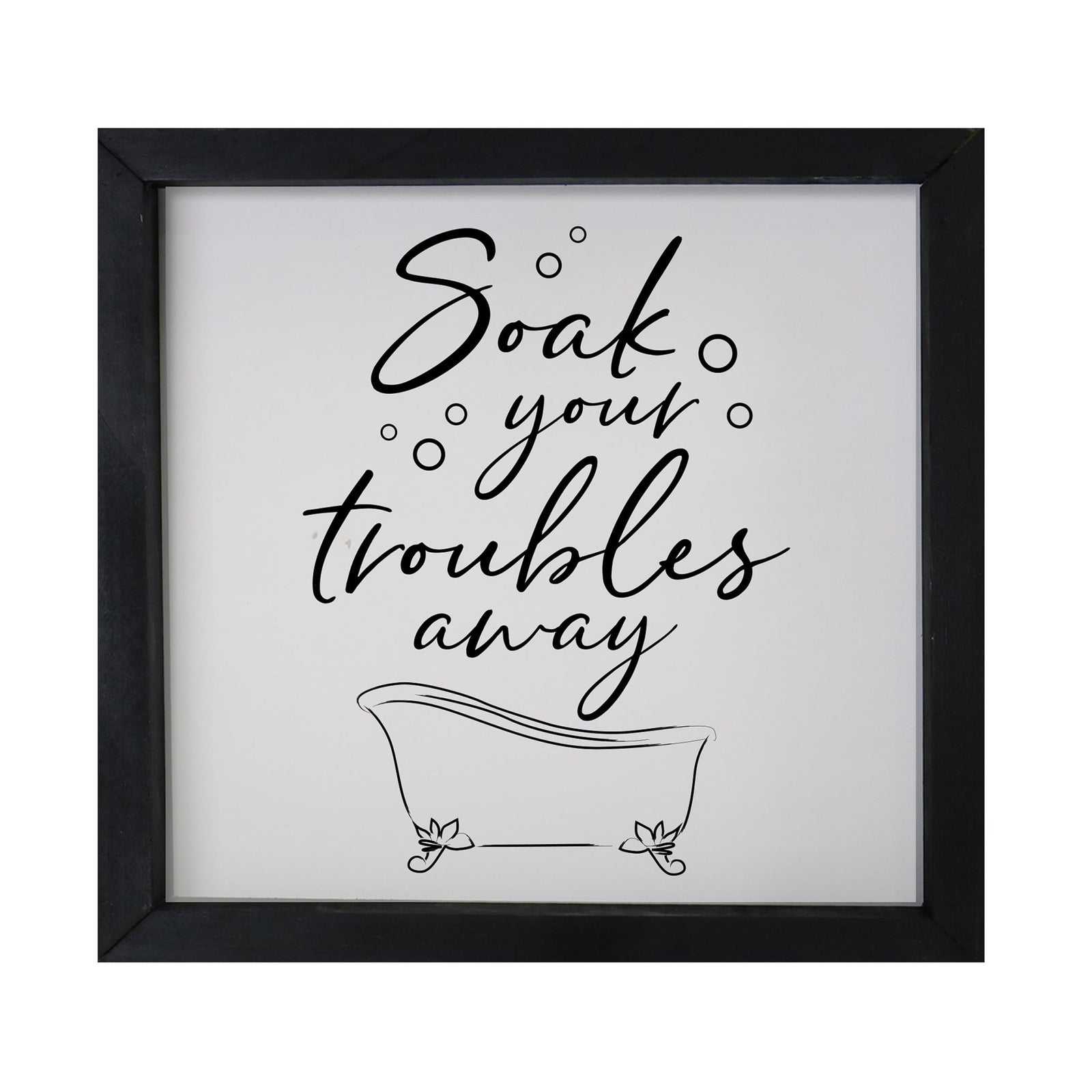 Inspiring Bathroom Decor Framed Shadow Box 11.5x11.5 (Soak Your Troubles) - LifeSong Milestones