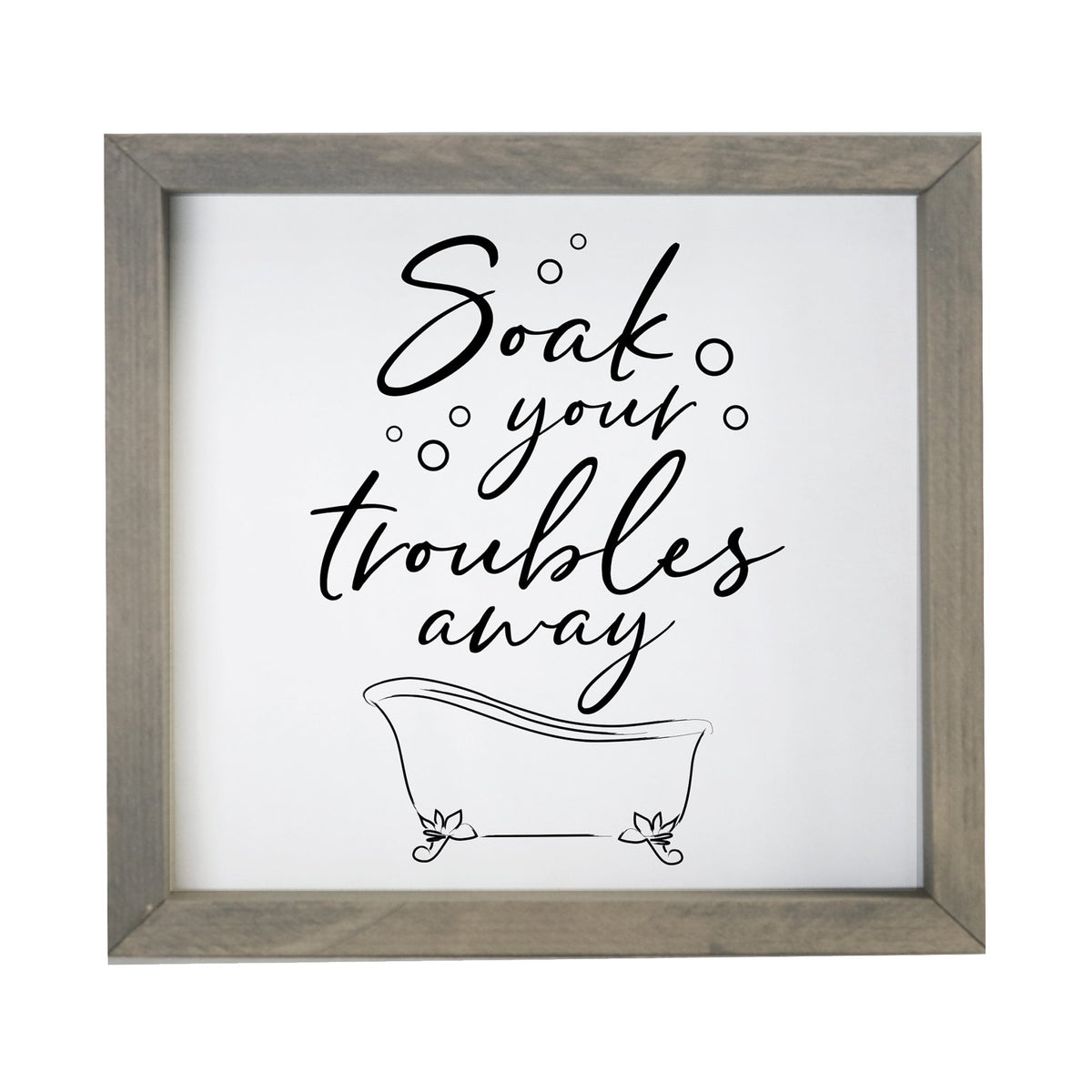 Inspiring Bathroom Decor Framed Shadow Box 11.5x11.5 (Soak Your Troubles) - LifeSong Milestones