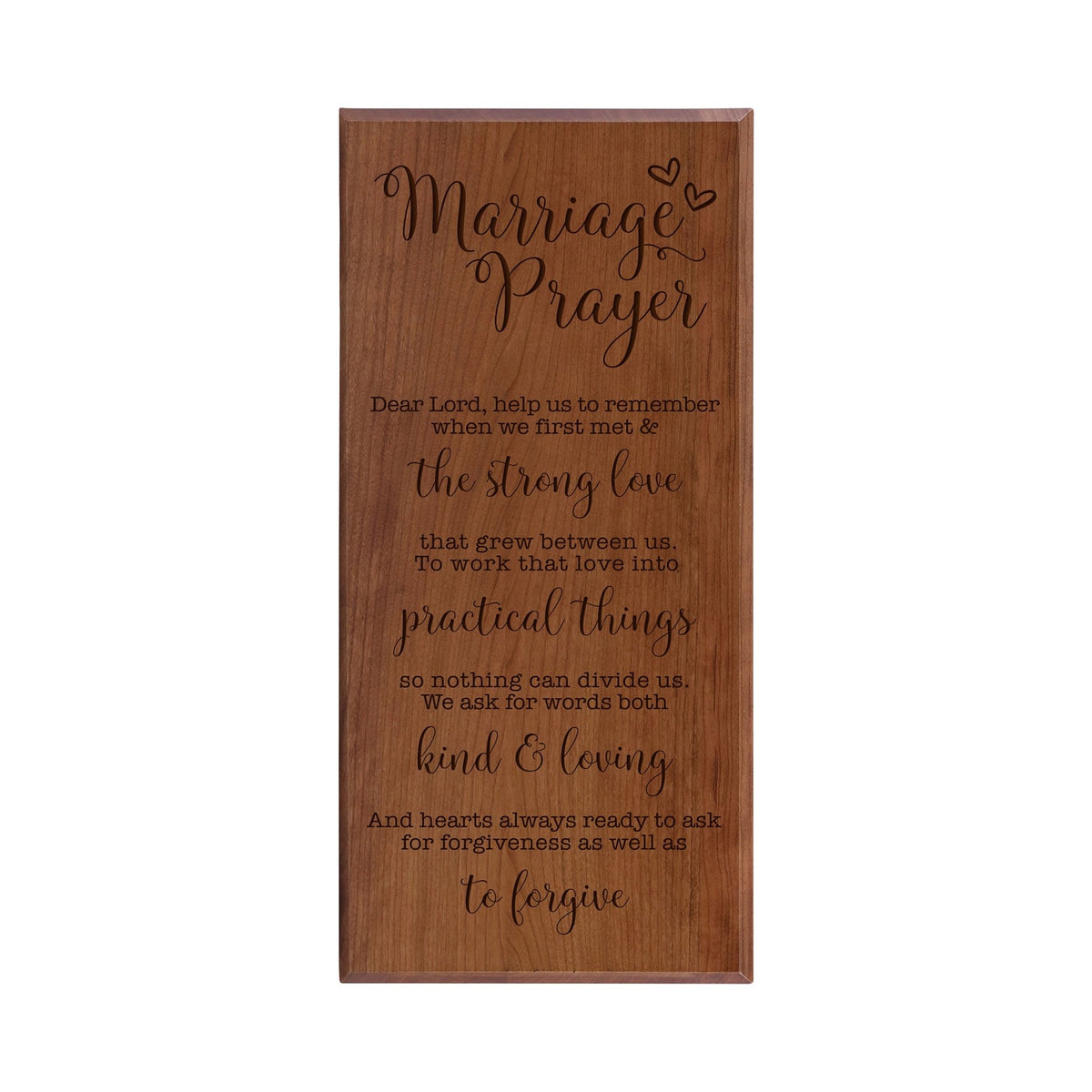 Inspiring Engraved Wedding Anniversary Wall Hanging Solid Wood Plaque 8x16 - Marriage Prayer - LifeSong Milestones