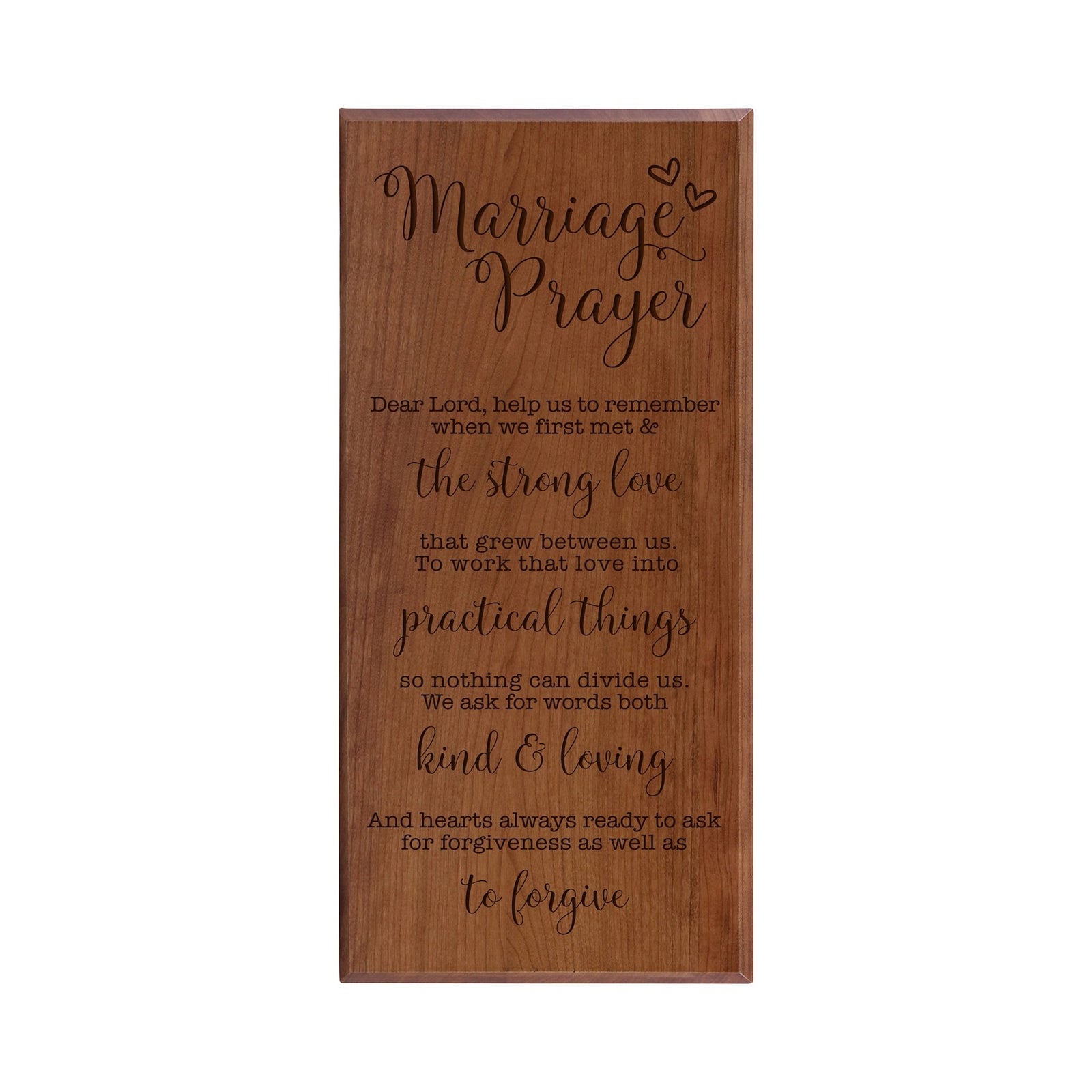 Inspiring Engraved Wedding Anniversary Wall Hanging Solid Wood Plaque 8x16 - Marriage Prayer - LifeSong Milestones