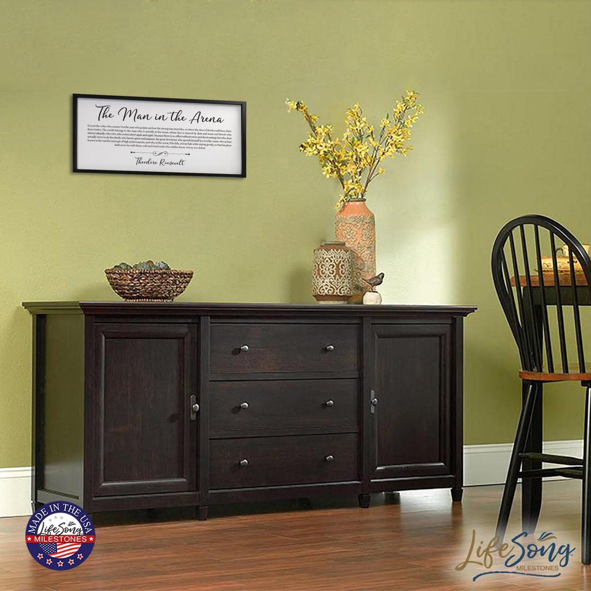 Inspiring Modern Black Framed Shadow Box - The Man In The Arena - LifeSong Milestones