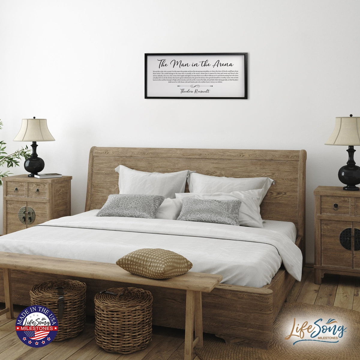 Inspiring Modern Black Framed Shadow Box - The Man In The Arena - LifeSong Milestones