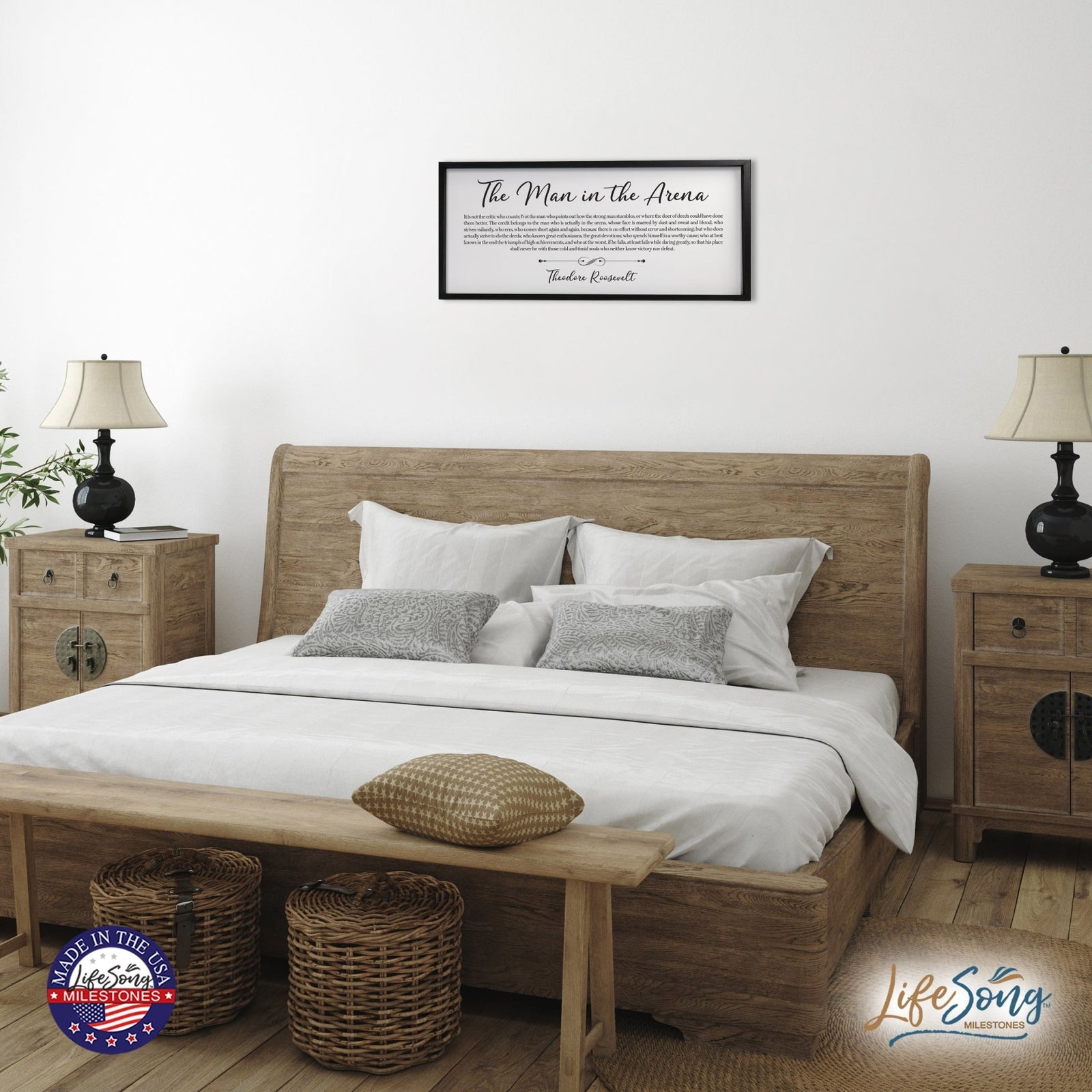 Inspiring Modern Black Framed Shadow Box - The Man In The Arena - LifeSong Milestones